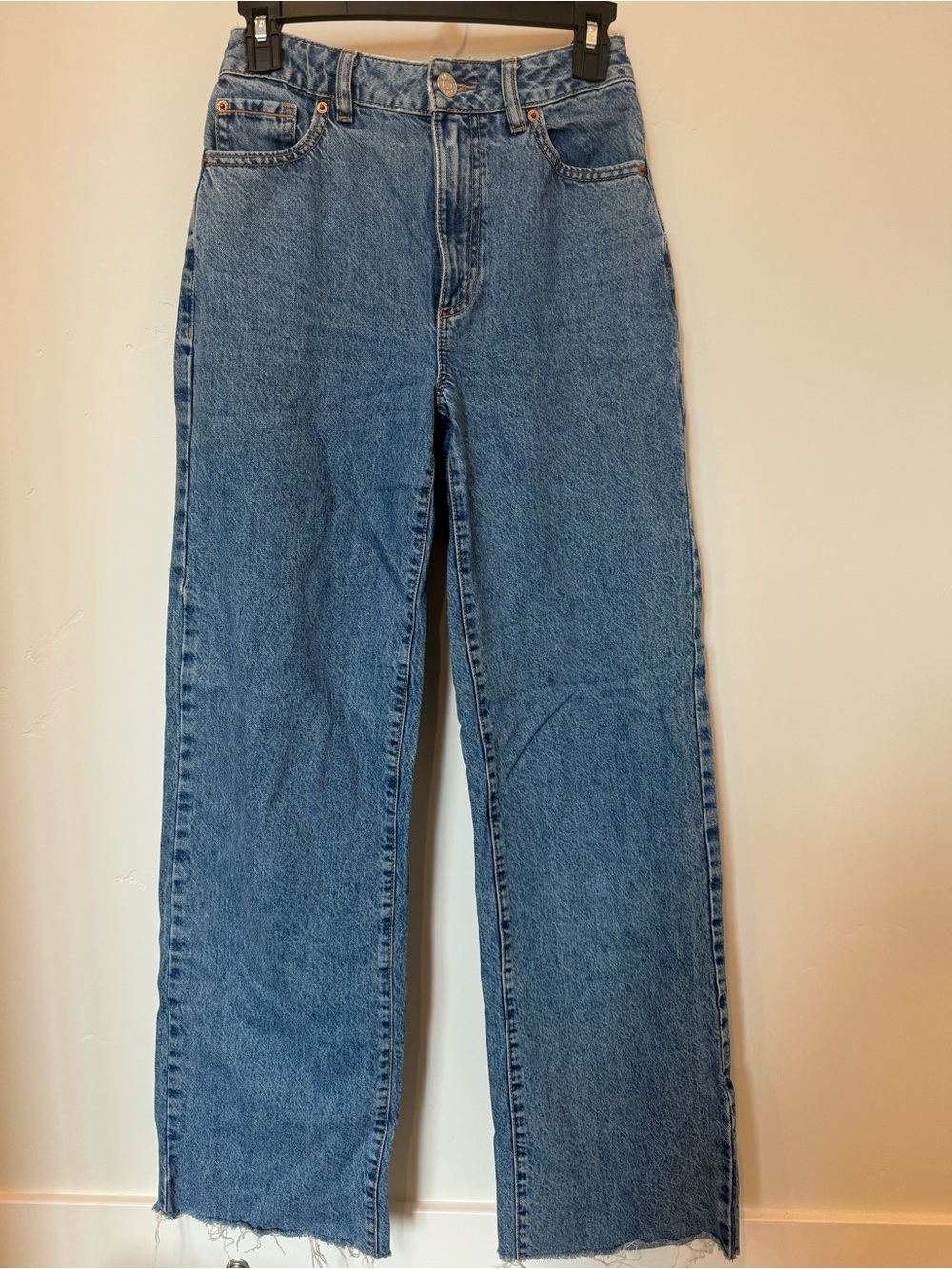 GARAGE Classic High-Waist Straight wide Leg Blue Jeans